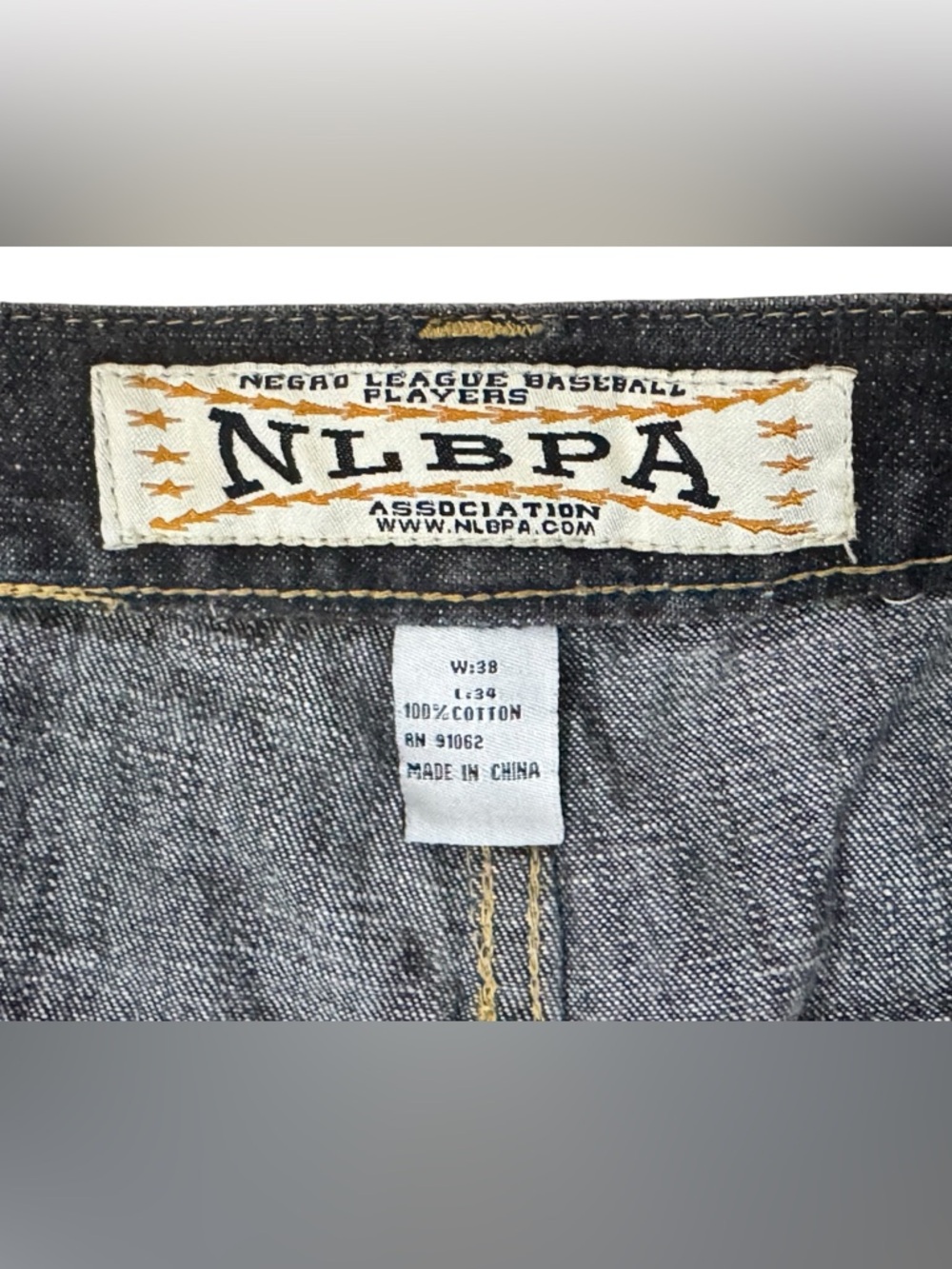 Negro League Baseball Players Association VTG Denim Patched Jeans 38x34 - Picture 6 of 10